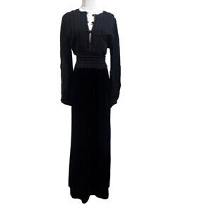 NWT Leon Max Limited Edition Lace Velvet Long Sleeve Maxi Dress 10 Whimsigoth